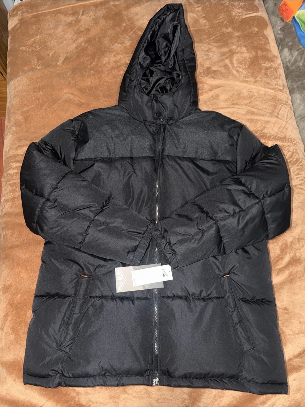 Men's Black Hooded Puffer Jacket - Lightweight Insulation